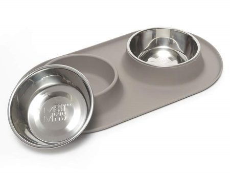 Messy Mutts Dog Double Feeder Grey 3 Cup on Sale