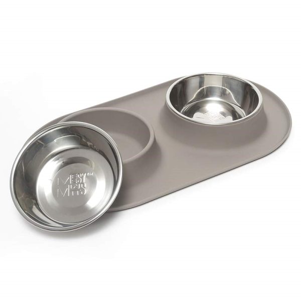 Messy Mutts Dog Double Feeder Grey 3 Cup on Sale