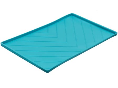 Messy Mutts Dog Silicone Mat Metal Rods Blue Large Hot on Sale