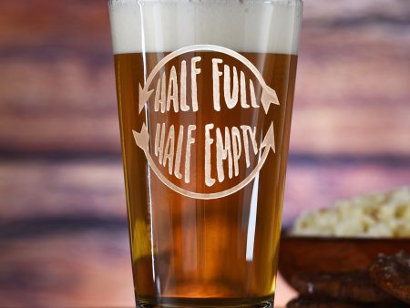 Glass Half Full Half Empty Pint Beer Glass Gift For Discount