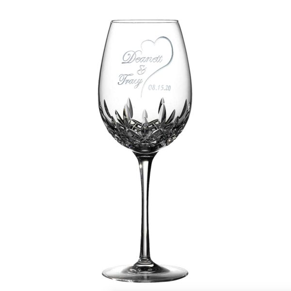 Waterford Crystal Bride Groom Wedding Date Wine Glass For Discount