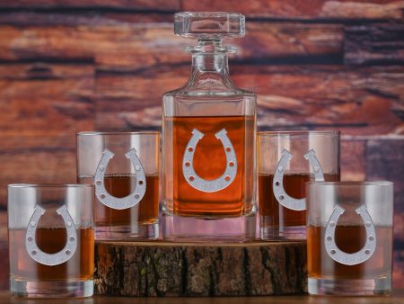 Horse Lover Decanter and Glasses Gift Set Yellowstone Cheap