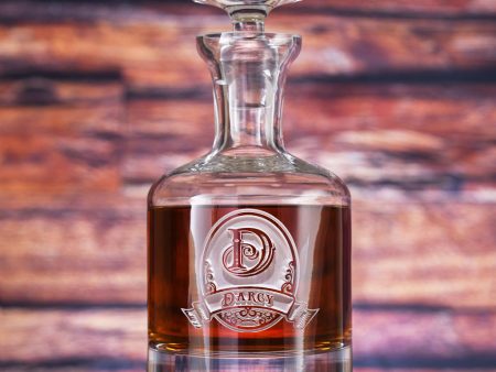 Scotch Decanter, Engraved Name on Oval and Banner Online now