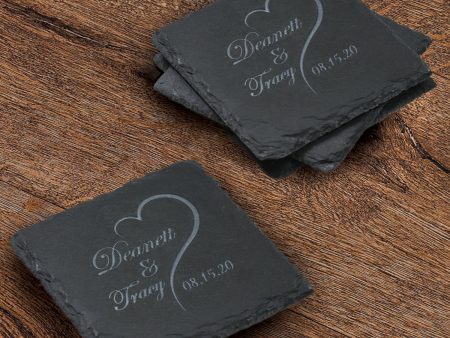 Bride and Groom Wedding Slate Coasters, SET OF 4 Online