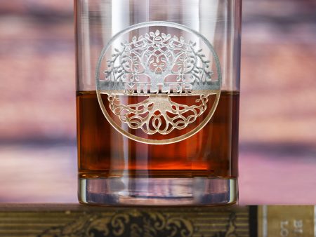 Family Tree Engraved Whiskey Rocks Glass Gift Hot on Sale