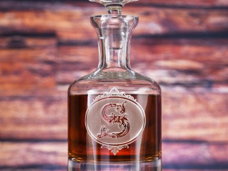 Monogrammed with Initial Engraved Whiskey Scotch Decanter Hot on Sale