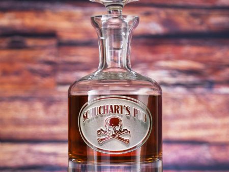 Personalized Skull and Cross BonesWhiskey, Scotch Bourbon Decanter For Discount