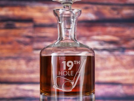 19th Hole Golf Theme Engraved Crystal Decanter Fashion