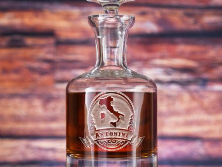 Engraved Italian Whiskey, Scotch Decanter Sale