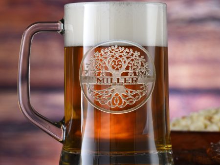 Family Tree Engraved Beer Mug Gift Sale