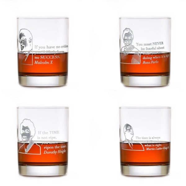 Love Knows No Color, Black Leader Quotes Whiskey Glass Set For Sale