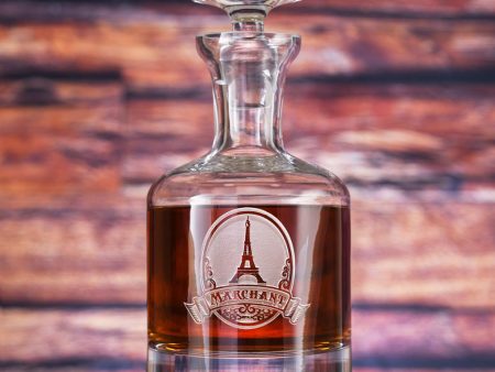 Eiffel Tower Engraved Scotch Whiskey Decanter Cheap