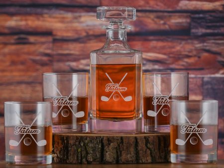 Engraved Golf Club Decanter and Drinking Glasses Gift Set Personalized Online Hot Sale