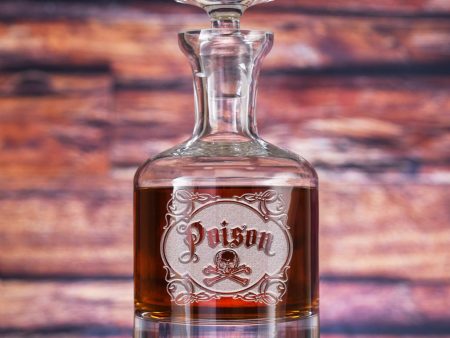 Engraved Poison Skull and Bones Whiskey, Scotch, Bourbon Decanter Online Hot Sale