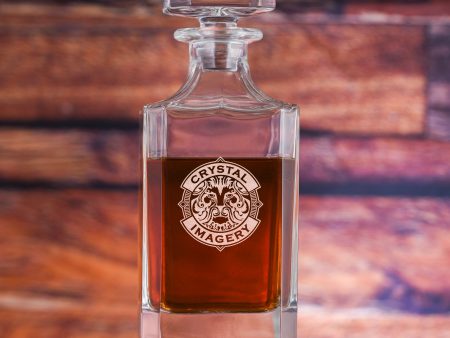 Laser Etched Your Logo Square Whiskey Decanter Hot on Sale