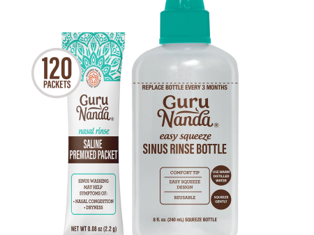 Sinus Rinse Bottle + Saline Premixed Packets 120ct on Sale