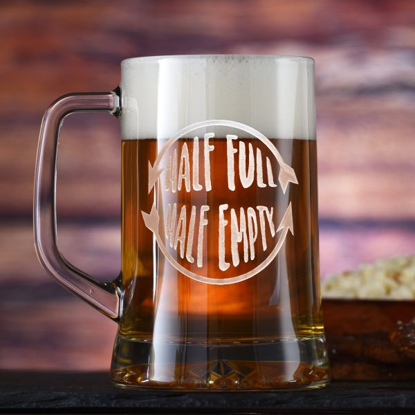 Glass Half Full Half Empty Beer Mug Gift Online Hot Sale