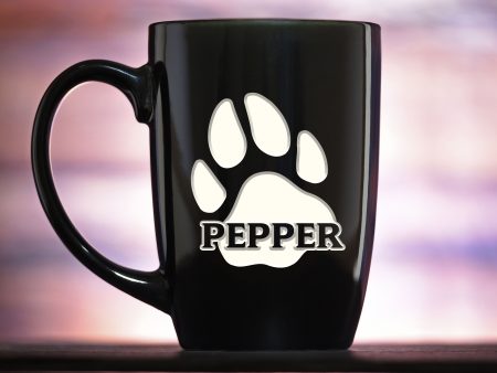 Dog s Name and Paw Print on Engraved Coffee Mug Gift for Pet Lovers For Sale