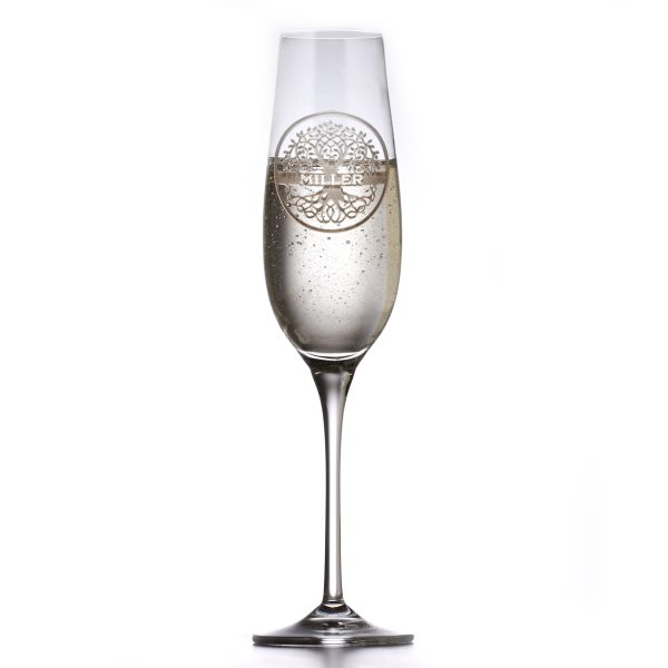 Family Tree Custom Engraved Crystal Champagne Glass Online Hot Sale