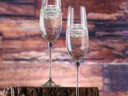 Personalized Crystal Mr. and Mrs. Toasting Flutes Cheap