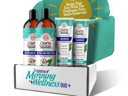 Essential Morning Wellness Duo (2 Cocomint Oil Pulling & 2 Neem Toothpaste) For Sale