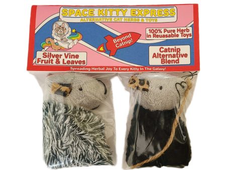 Silvervine & Catnip Alternative Blend - 2 Pack Refillable Mice (catnip free!) by Space Kitty Express Online Hot Sale