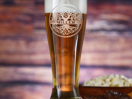 Family Tree Engraved PIlsner Beer Glass Gift Sale