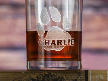 Dog s Name and Paw Print on Whiskey Glass Gift for Puppy Lovers Sale