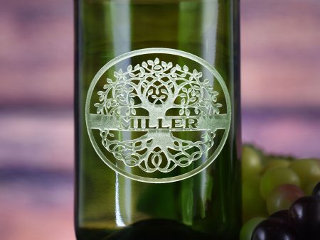 Green Recycled Wine Bottle Glass Tumbler, Family Tree Fashion