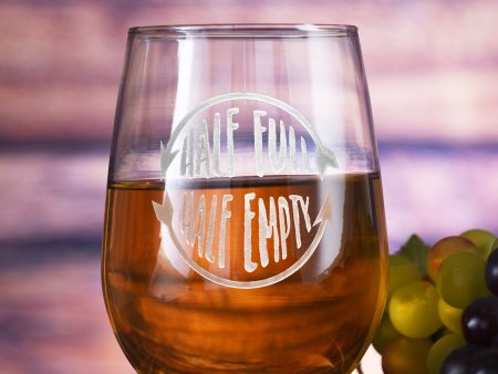 Glass Half Full Half Empty Stemless Wine  Gift Supply