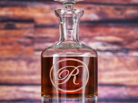 Edwardian Script Monogram Engraved Bourbon Decanter Discount