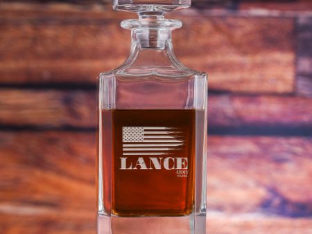 American Heroes Engraved Square Whiskey Decanter Supply