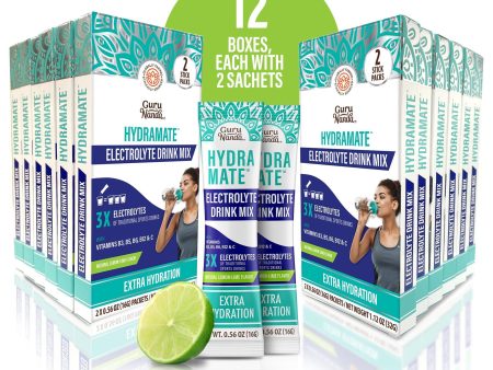 Hydramate Hydration Electrolyte Drink Mix, Lemon Lime - 12 Count (24 Sachets) Sale