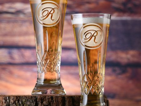 Engraved Waterford Crystal Beer Pilsner, PAIR Online Hot Sale