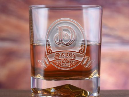 Etched Monogram Whiskey Glass - Luigi Bormioli On The Rocks Online Sale