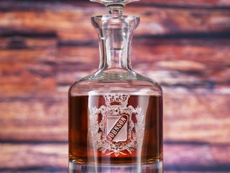 Personalized Engraved Family Crest Whiskey Decanter For Cheap