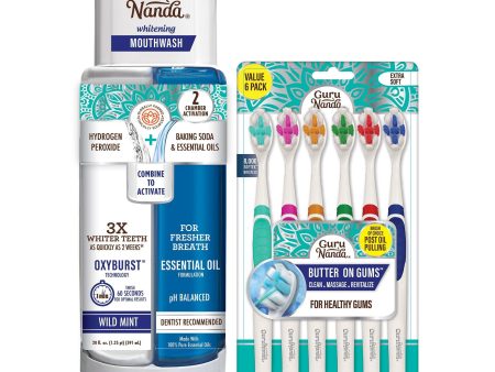 Dual Barrel Oxy-Burst Mouthwash & Butter on Gums Toothbrushes (6 Pack) Sale