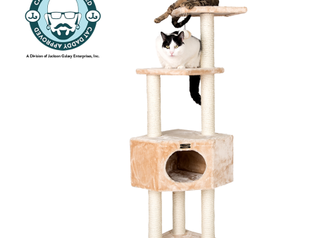 52-Inch 3 Tier Real Wood Cat Tree, Beige by Armarkat Supply