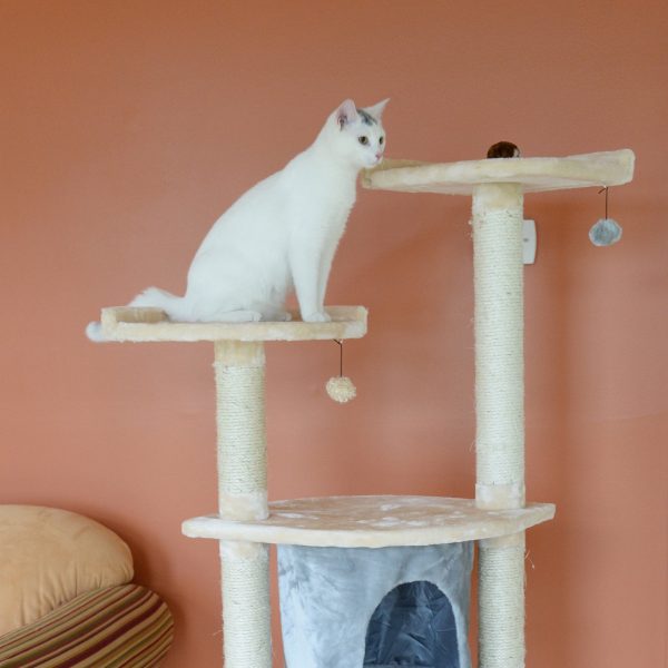 62-inch Faux Fur Cat Tree, Almond with Grey Condo by Armarkat Hot on Sale