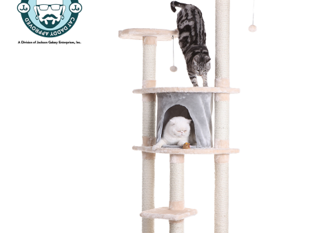 62-inch Faux Fur Cat Tree, Almond with Grey Condo by Armarkat Hot on Sale