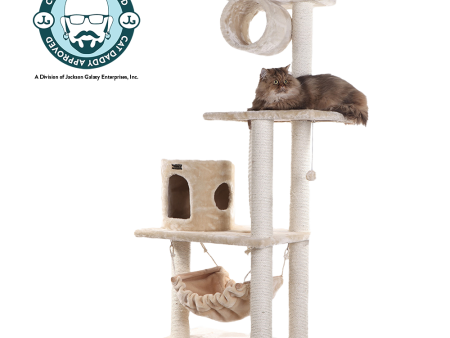 62-inch Faux Fur Cat Tree, Beige with Hammock by Armarkat For Discount