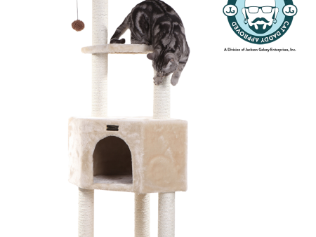 48-inch Faux Fur Cat Tree, Beige with Raised House by Armarkat Sale