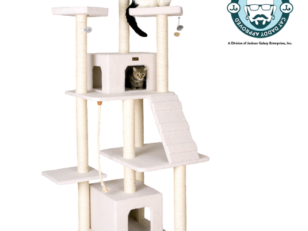 82-inch Faux Fleece Cat Tree, Ivory by Armarkat For Cheap