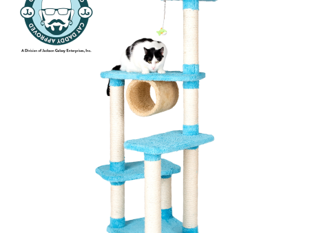 61-inch Ultra-Soft Faux Fleece Cat Tree, Sky Blue by Armarkat For Discount