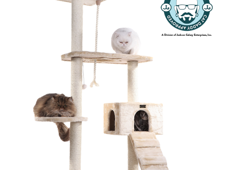 58-inch Faux Fur Cat Tree, Beige with Ramp and House by Armarkat on Sale